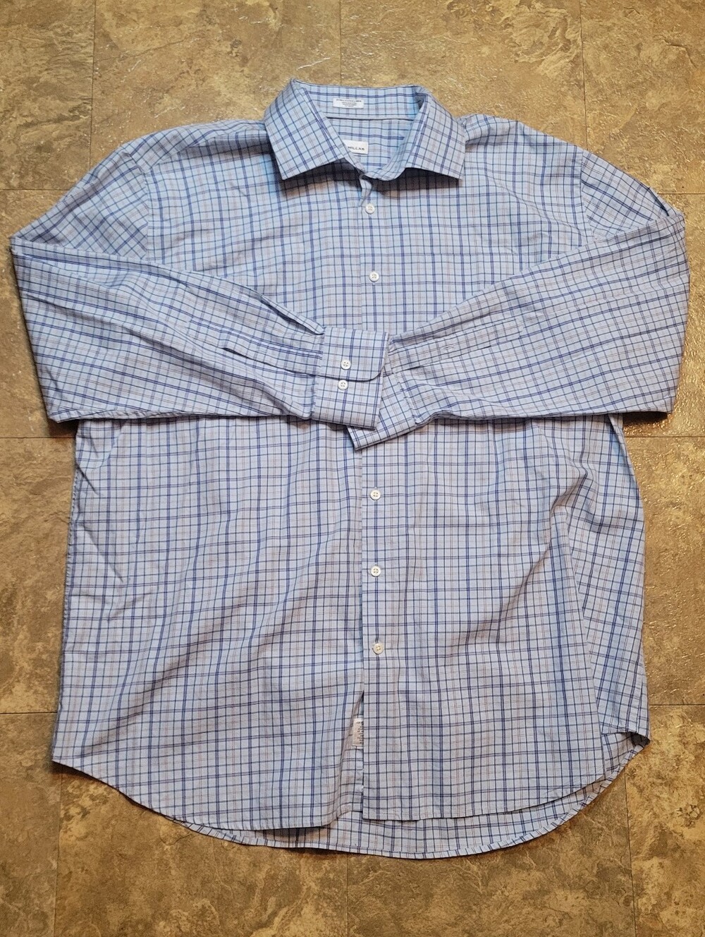 Peter Millar Button Up Shirt Mens 2XL Blue Long Sleeve Plaid Business Casual